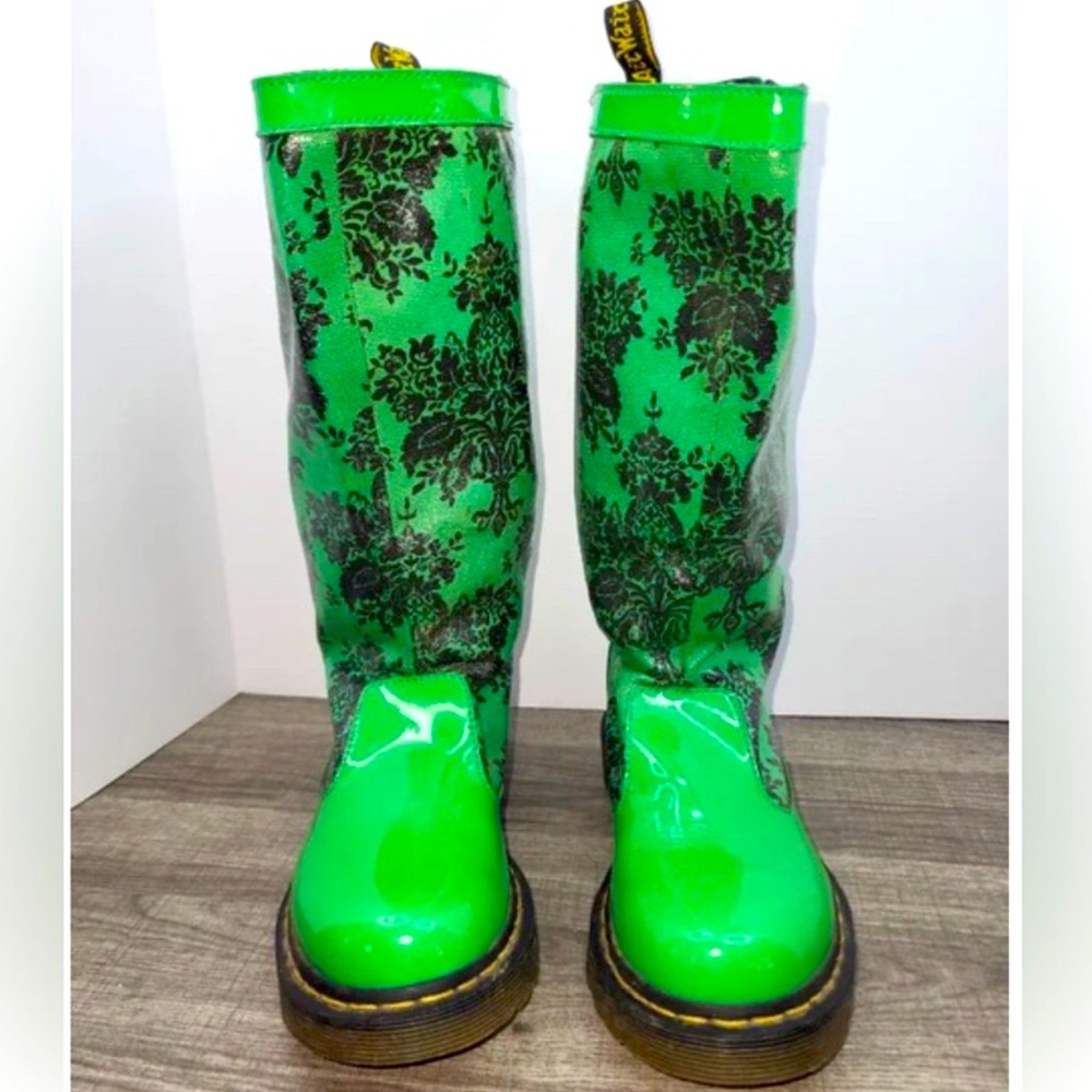 Dr Martens Waterproof Festival Floral Green Slip On Half Calf Size 5